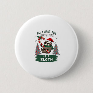 Ein Faultier zu Weihnachten. Niedliche Weihnachtsf Button