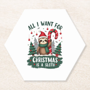 Ein Faultier zu Weihnachten. Niedliche Weihnachtsf Untersetzer