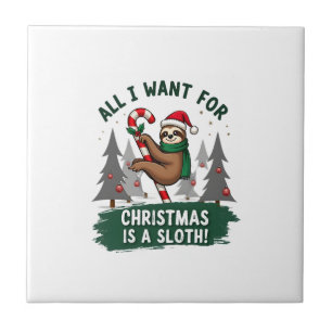 Ein Faultier zu Weihnachten. Süßes Weihnachtsfault Fliese
