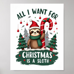 Ein Faultier zu Weihnachten. Süßes Weihnachtsfault Poster