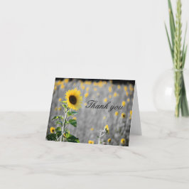 Ein Feld der Sonnenblumen in Schwarz und Weiß Dankeskarte