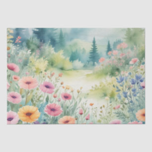: Ein Feld frei lebender Blume in Aquarellfarbende Seidenpapier