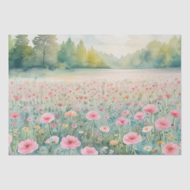 : Ein Feld frei lebender Blume in Aquarellfarbende Seidenpapier (Vorderseite)