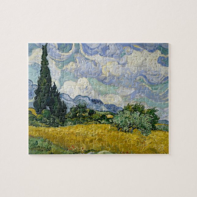 Ein Feld mit Zypressen Van Gogh Puzzle (Horizontal)