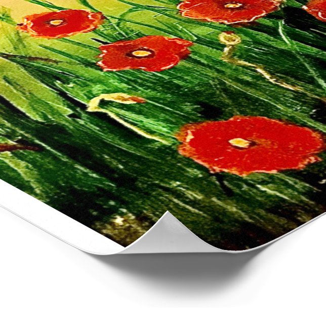 Ein Feld roter Mohnblumen Poster (Ecke)