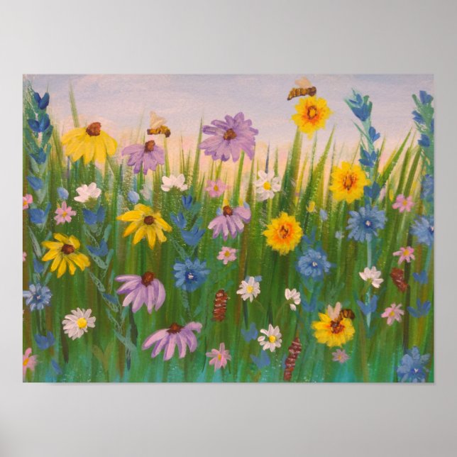Ein Feld voller wild lebender Blume Poster (Vorne)