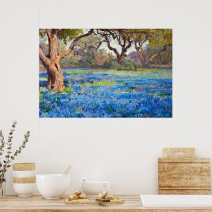 Ein Feld von Bluebonnets in Alamo Heights, 1919 Poster