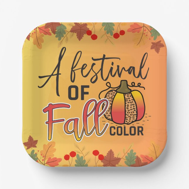 Ein Fest der Herbstfarben Herbst Erntedank Pappteller (Vorderseite)