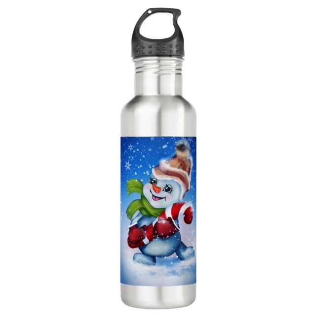 Ein festlicher Schneemann Edelstahlflasche (Vorderseite)