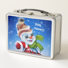 Ein festlicher Schneemann Metall Brotdose