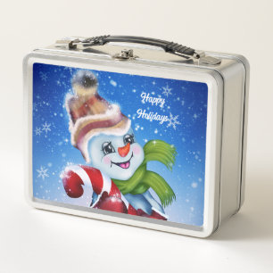 Ein festlicher Schneemann Metall Brotdose