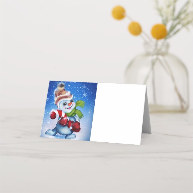 Ein festlicher Schneemann Platzkarte (Vorderseite)