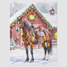 Ein festliches braunes Pferd und ein Wintergarten Seidenpapier