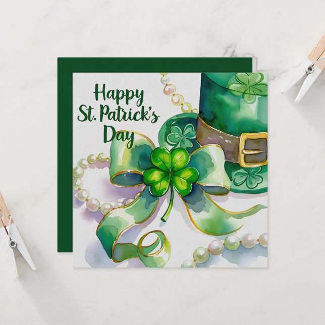 Ein festliches St. Patrick’s Day Design Karte (Vorderseite/Rückseite Beispiel)