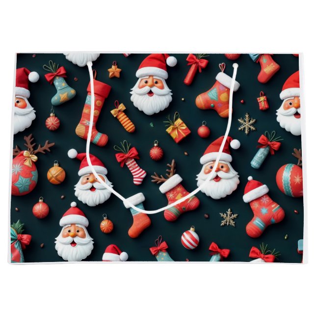 Ein festliches Tapezierspiel Weihnachtsmann und We Große Geschenktüte (Vorderseite)