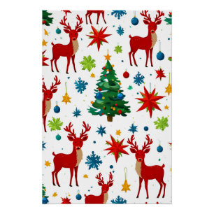 Ein festliches Weihnachtsmuster digitale Kunst Poster