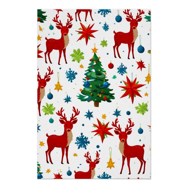 Ein festliches Weihnachtsmuster digitale Kunst Poster (Vorderseite)