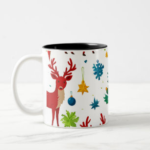 Ein festliches Weihnachtsmuster digitale Kunst Zweifarbige Tasse