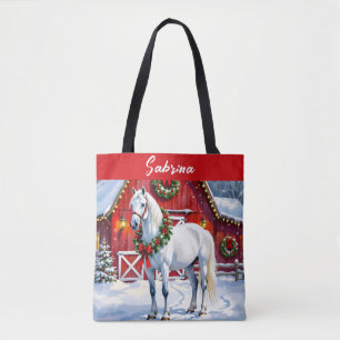 Ein festliches Weiß-Pferd und ein Winterschlaf Wei