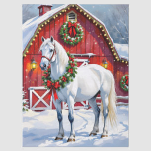 Ein festliches Weiß-Pferd und ein Winterschlaf Wei Seidenpapier