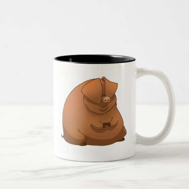 Ein fettes Schwein auf einer Tasse (Rechts)