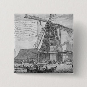 Ein Feuer in einer Windmühle nahe Worden, von a Button