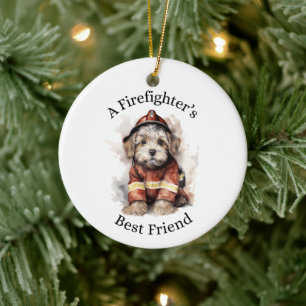Ein Feuerwehrhund, der der beste Freund ist Keramik Ornament