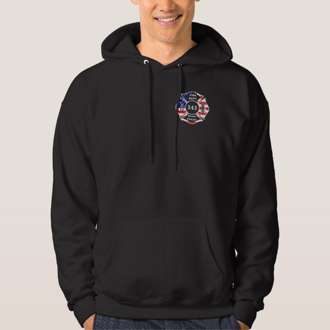 Ein Feuerwehrmann 9/11 vergessen nie 343 Hoodie (Vorderseite)