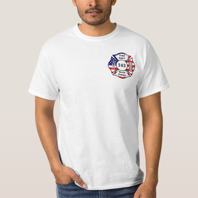 Ein Feuerwehrmann 9/11 vergessen nie 343 T-Shirt (Vorderseite)