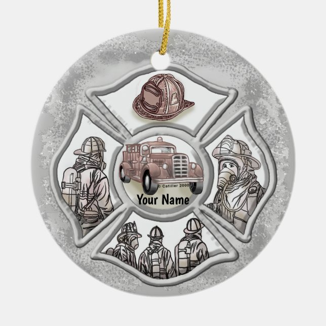 Ein Feuerwehrmann, Maltesische Kreuzverzierung der Keramik Ornament (Vorne)