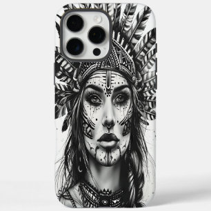 Ein feuriger indischer Krieger mit Federn iPhone 16 Pro Max Hülle