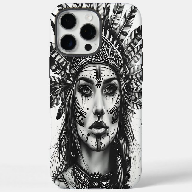 Ein feuriger indischer Krieger mit Federn Case-Mate iPhone Hülle (Rückseite)