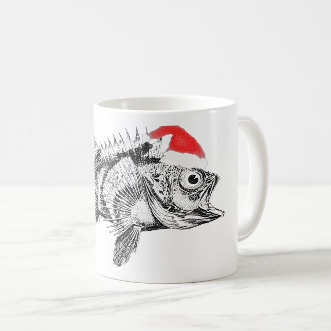 Ein Fisch mit Weihnachtsmannmütze Kaffeetasse (VorderseiteRechts)