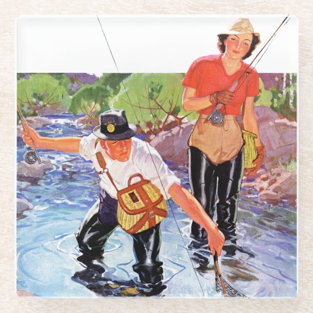 Ein Fisch von R.J. Cavaliere Glasuntersetzer (Vorderseite)