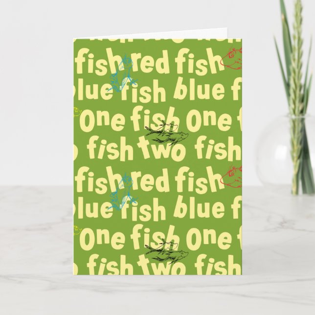 Ein Fisch Zwei Fisch Typografie-Muster Karte (Vorderseite)