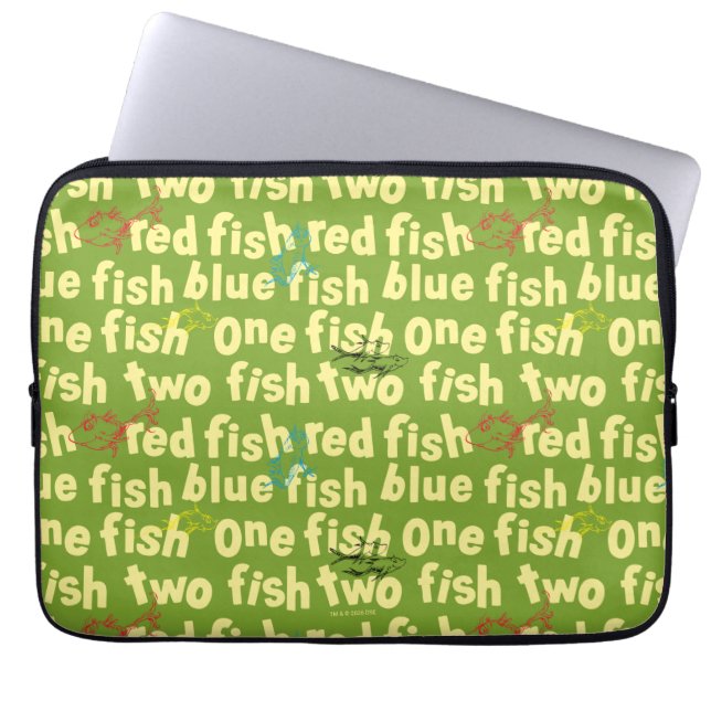 Ein Fisch Zwei Fisch Typografie Muster Laptopschutzhülle (Vorderseite)