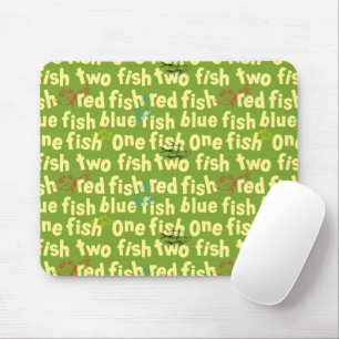 Ein Fisch Zwei Fisch Typografie-Muster Mousepad