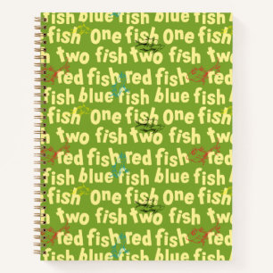 Ein Fisch Zwei Fisch Typografie Muster Notizbuch