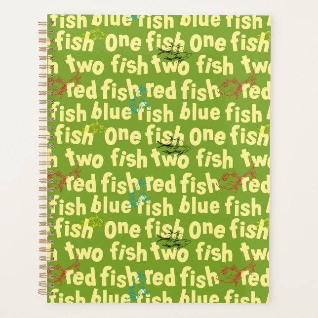 Ein Fisch Zwei Fisch Typografie Muster Planer (Vorderseite)