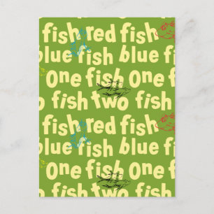 Ein Fisch Zwei Fisch Typografie-Muster Postkarte