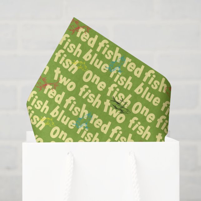 Ein Fisch Zwei Fisch Typografie Muster Seidenpapier (Geschenktüte)