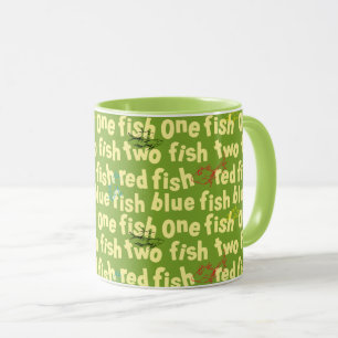 Ein Fisch Zwei Fisch Typografie Muster Tasse