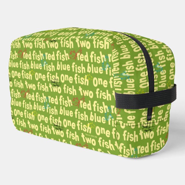 Ein Fisch Zwei Fisch Typografie Muster Waschbeutel (Linke Seite)