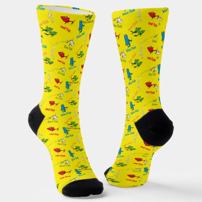 Ein Fisch Zwei Fische Gelbes Muster Socken (Gewinkelt)