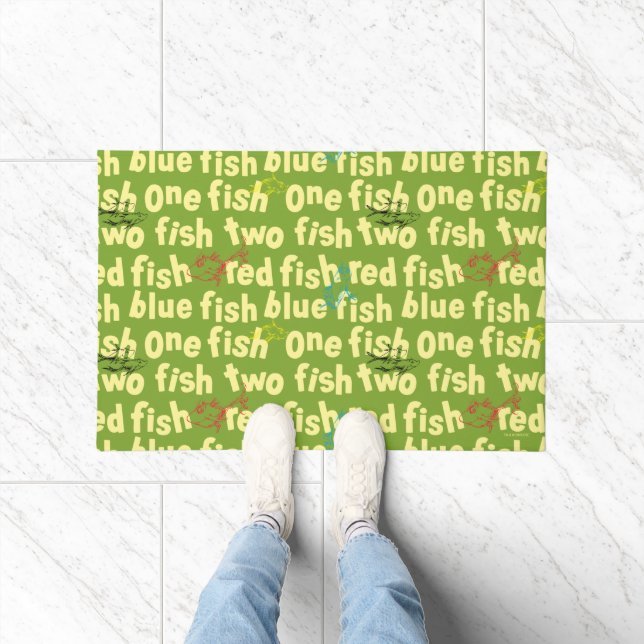 Ein Fisch Zwei Fische Typografie-Muster Fußmatte (Indoor)