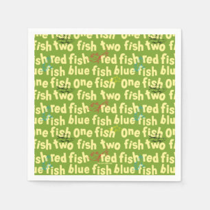 Ein Fisch Zwei Fische Typografie Muster Serviette