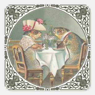 Ein fischartiges Datum Quadratischer Aufkleber