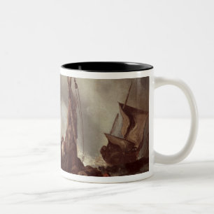 Ein Fischer, der in ein Netz, 1868 zieht Zweifarbige Tasse