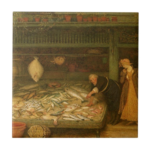 Ein Fishmonger's Shop von Frederick Walker Fliese (Vorderseite)