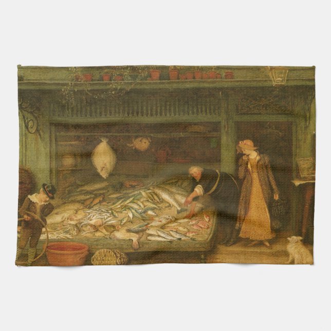 Ein Fishmonger's Shop von Frederick Walker Geschirrtuch (Horizontal)